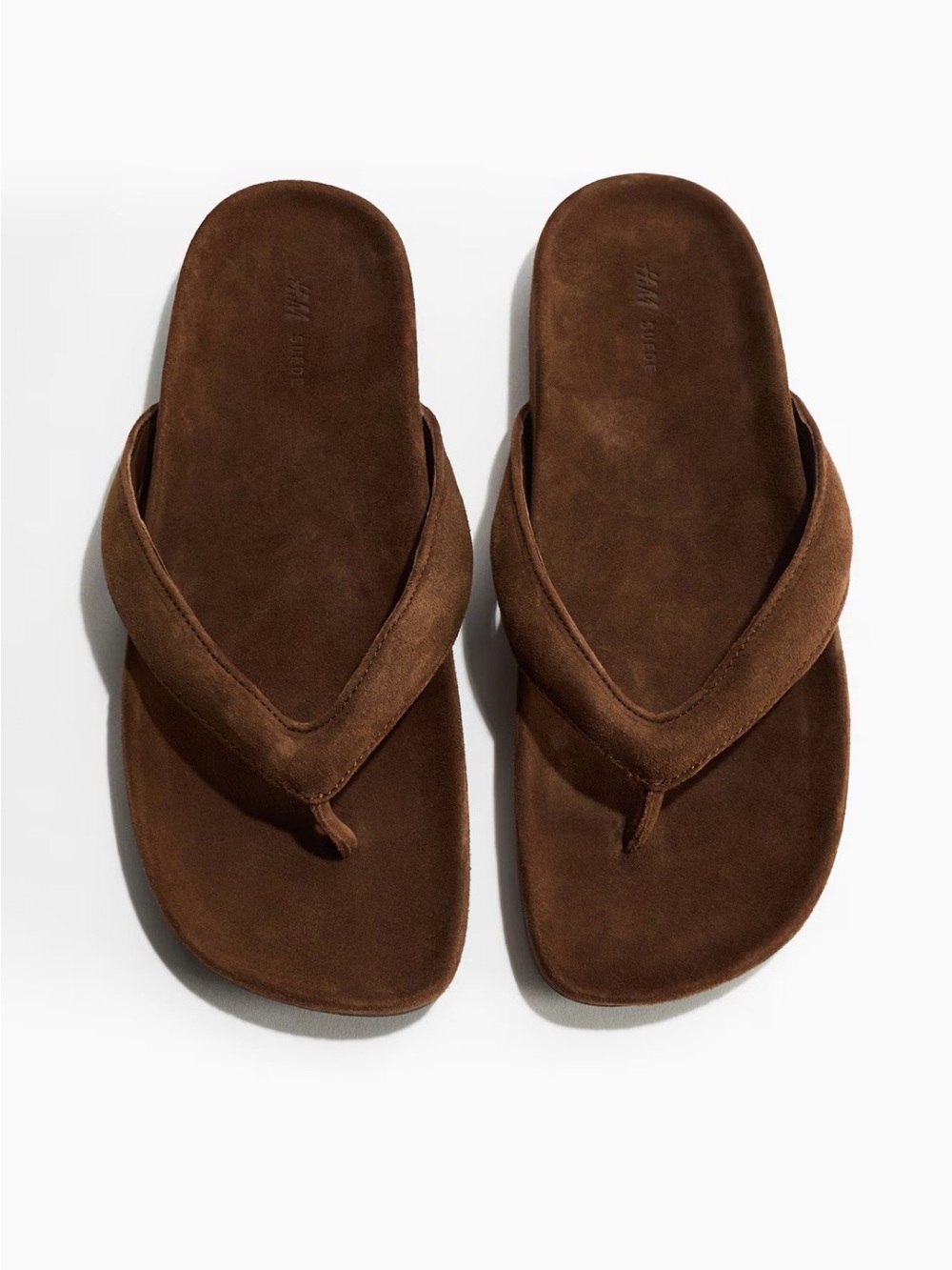 NWT H&M Premium Selection Leather Flip-Flops Sz 10/41 (dark Brown)